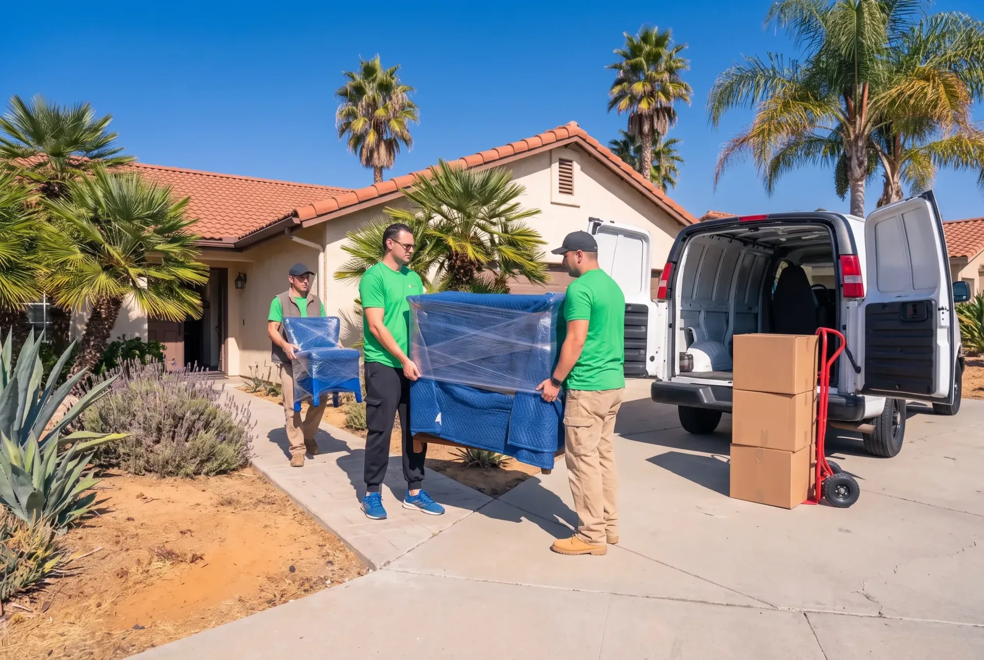 Contents pack-out crew in Del Mar